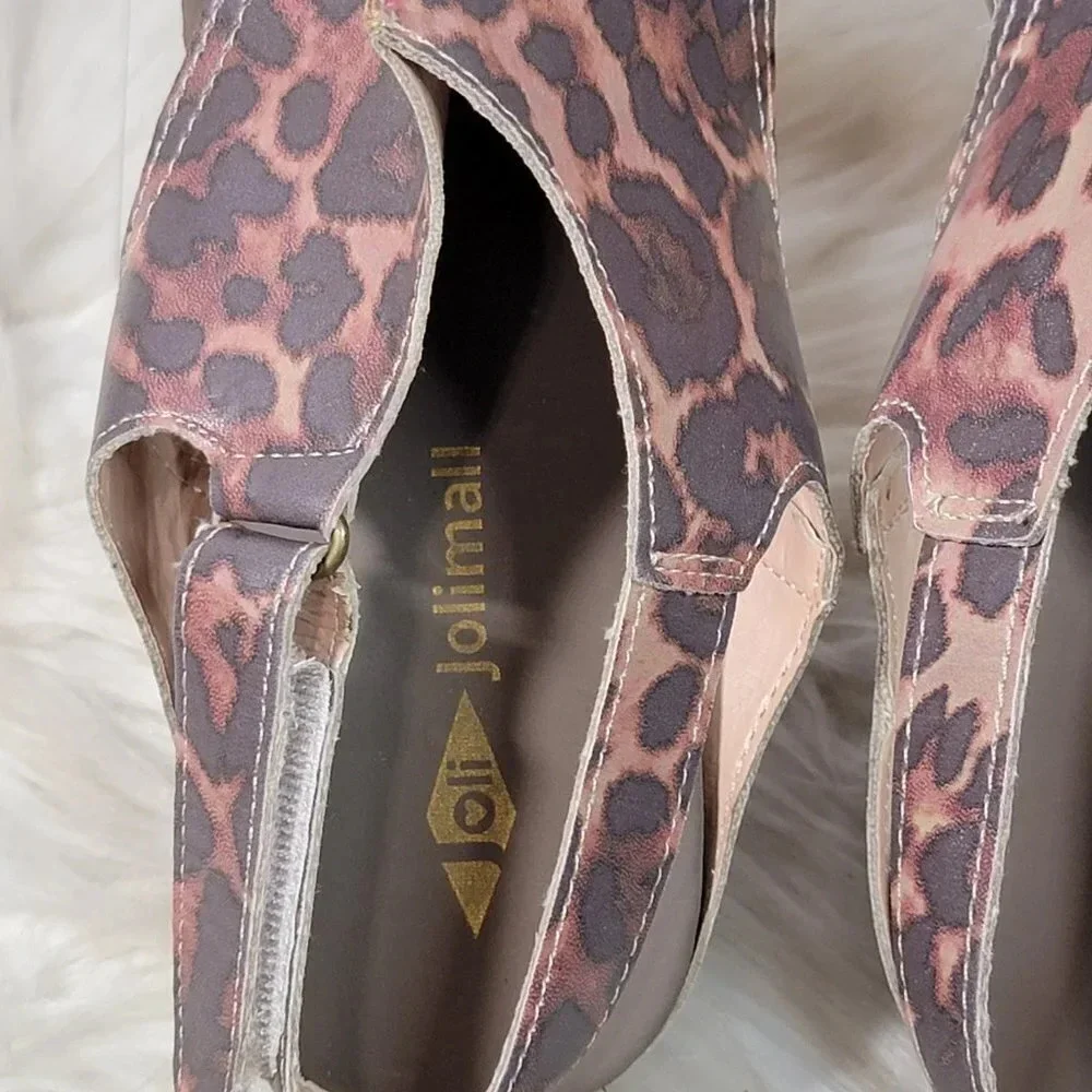 Jolimall Womens 9 Leopard Print Brown Wedge Summer Sandals Casual Comfy‎ Padded